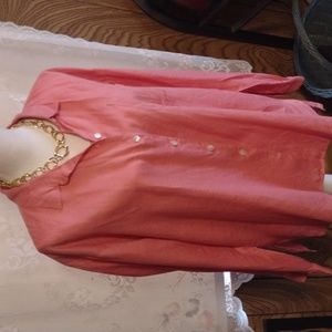 J. Jill Coral Button-Up Blouse